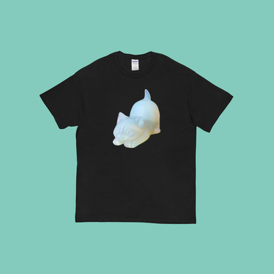 Morning pearl cat t shirt black