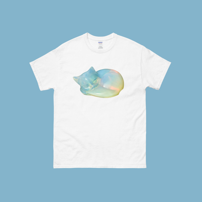Sleeping Pearl Cat T Shirt White