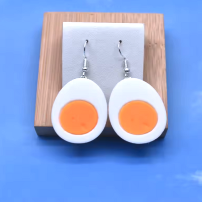 Boiled egg earrings
