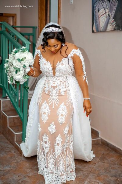 Luxury Wedding Dress, Mermaid Afrcian Girls Appliques Bridal Dress Bridal Gown