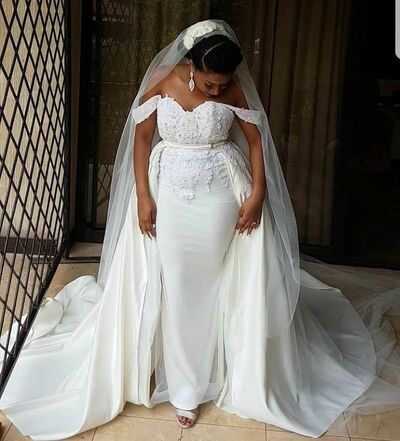 Luxury Wedding Dress, Plus Size Lace Appliques African Girls Bridal Dress Bridal Gown