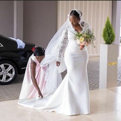 Plus size wedding dress,lace appliques african girls bridal dress bridal gown