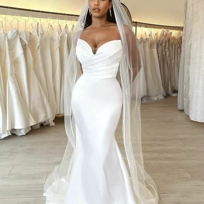 Simple wedding dress, mermaid african girls bridal dress bridal gown