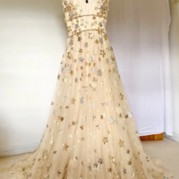 Charming V-neck Tulle Mermaid Long Prom Dresses - Thumbnail 2