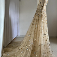 Charming V-neck Tulle Mermaid Long Prom Dresses - Thumbnail 1