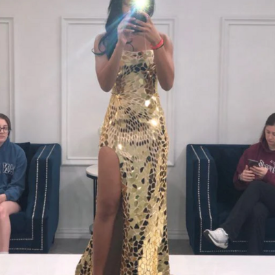 Spaghetti straps mermaid slit long prom dresses - Thumbnail 1