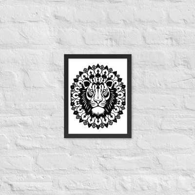Tiger framed poster - black and white