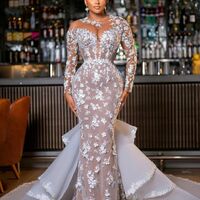 Luxury Wedding Dress, Mermaid Lace Long Sleeve Afrcian Girls Bridal Dress Bridal Gown - Thumbnail 1