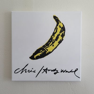 Andy warhol's autograph (chris kysor's greatest hits) - original painting, 10" x 10" square
