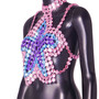Colorful Rhinestone Embellished Crop Top Rave Top with Backless Design-2