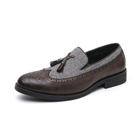 Men's tassel shoes brogue carved loafers 2 colors - Thumbnail 3