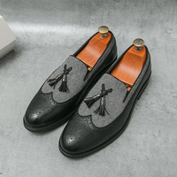 Men's tassel shoes brogue carved loafers 2 colors - Thumbnail 1