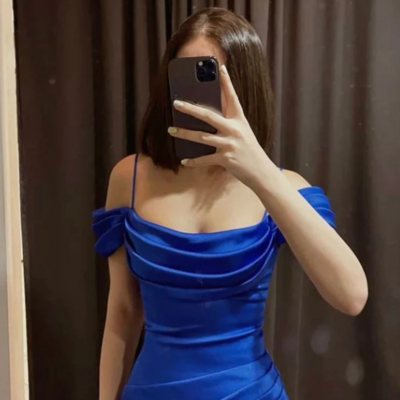 Sheath spaghetti straps elegant royal blue long prom dresses