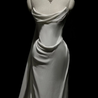 Strapless White Satin Long Wedding Dresses With Ruffles - Thumbnail 1