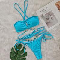 New Sexy crystal diamond Halter Bikini Set Women's Bathing Suit Vacation Beachwear - Thumbnail 2