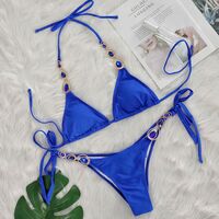 Women Swimwear Female Sexy Diamond Rhinestones Swimsuit Two-pieces Bikini set  - Thumbnail 2
