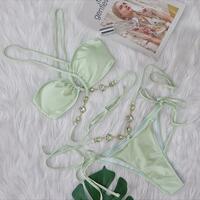 New Sexy crystal diamond Halter Bikini Set Women's Bathing Suit Vacation Beachwear - Thumbnail 5
