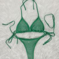 Women Swimwear Shiny Sequin Diamond Bikini Set - Thumbnail 3