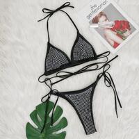 Women Swimwear Shiny Sequin Diamond Bikini Set - Thumbnail 4