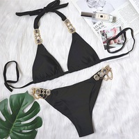 Bikinis Rhinestones Swimsuits Beach Women Swimwear Push Up Female Bikini Swim Wear - Thumbnail 4