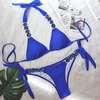  Rhinestones Diamond Bikini Women Swimwear Female Swimsuit Two-piece Bikini set - Thumbnail 5