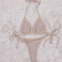 Women Swimwear Shiny Sequin Diamond Bikini Set - Thumbnail 6