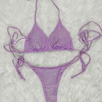 Women Swimwear Shiny Sequin Diamond Bikini Set - Thumbnail 7