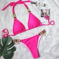 Female Push Up Bikini Beach Swimming Bathing Suit With Rhinestone - Thumbnail 9