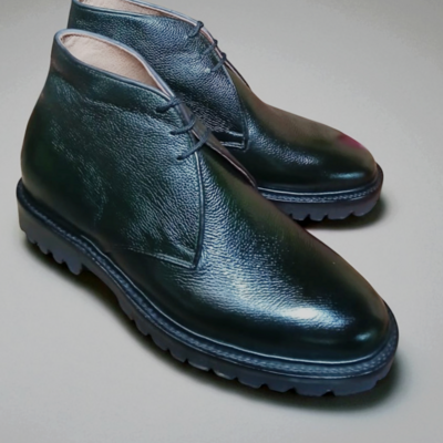 Crafted leather men classic green grain leather vibram sole chukka boot