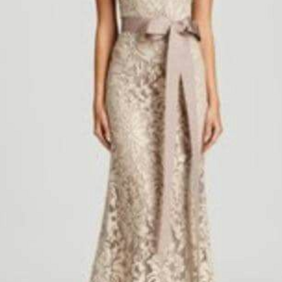 Sheath one shoulder champagne lace mother of bride dresses