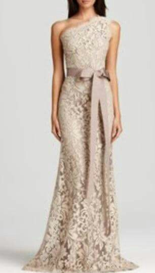 Sheath One Shoulder Champagne Lace Mother of Bride Dresses