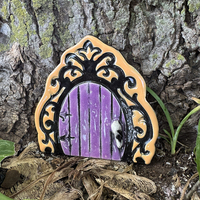 Fairy Door in the colors Black, and Orange with a Purple Door - Thumbnail 2