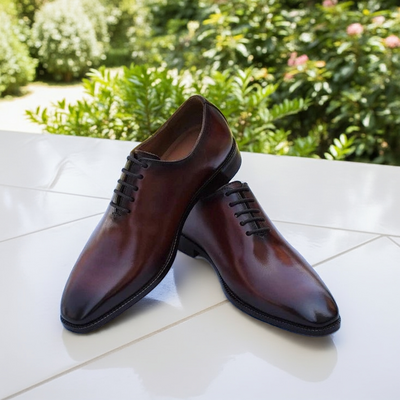 Stylish brown oxford shoes for men handmade wholecut brown leather dress shoes