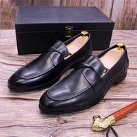 Handmade leather men's business formal leather shoes loafers 2 colors - Thumbnail 1
