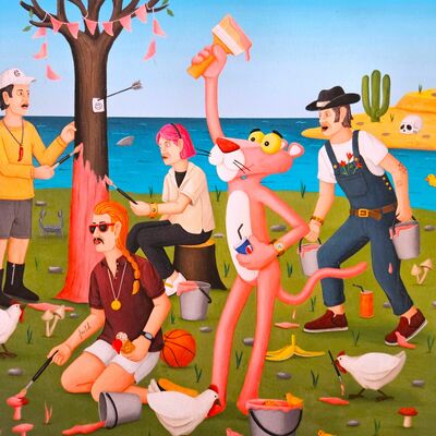 Square print by ricardo nannini "paint in pink"