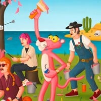 Square Print by Ricardo Nannini "Paint in Pink" - Thumbnail 1