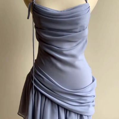 Simple irregular short chiffon prom dresses