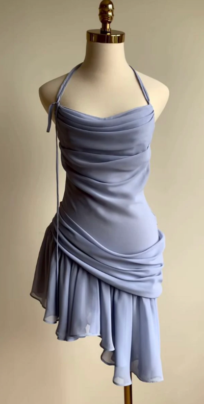 Simple Irregular Short Chiffon Prom Dresses