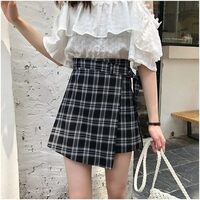 Korean Plaid School Girl Skirt - Thumbnail 2