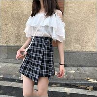 Korean Plaid School Girl Skirt - Thumbnail 3