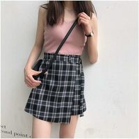 Korean Plaid School Girl Skirt - Thumbnail 4