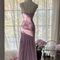 Elegant Spaghetti Strap Purple Tulle Sequin Prom Dress - Thumbnail 1