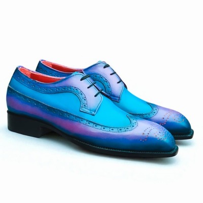 Crafted leather classic purple patina dress shoes - Thumbnail 2