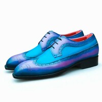 Crafted Leather Classic Purple Patina Dress Shoes - Thumbnail 1