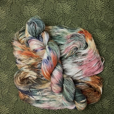 Primavera hand dyed fingering weight sparkle sock yarn