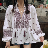 Fashionable women's long-sleeved printed shirt - Thumbnail 4