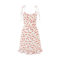 Retro V-neck floral suspender dress - Thumbnail 1