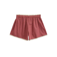 Wear elastic waist lace lace high waist plaid wide leg shorts - Thumbnail 2