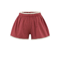 Wear elastic waist lace lace high waist plaid wide leg shorts - Thumbnail 1