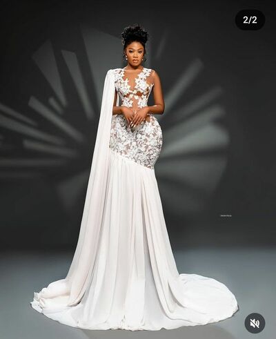 Elegant Wedding Dress, Mermaid Lace Appliques Long Sleeve Afrcian Girls Bridal Dress Bridal Gown